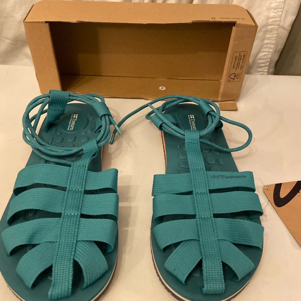 Tretorn canvas lace ankles sandals teal color 7